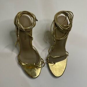 Fashion Nova Gold Wrap Heels
